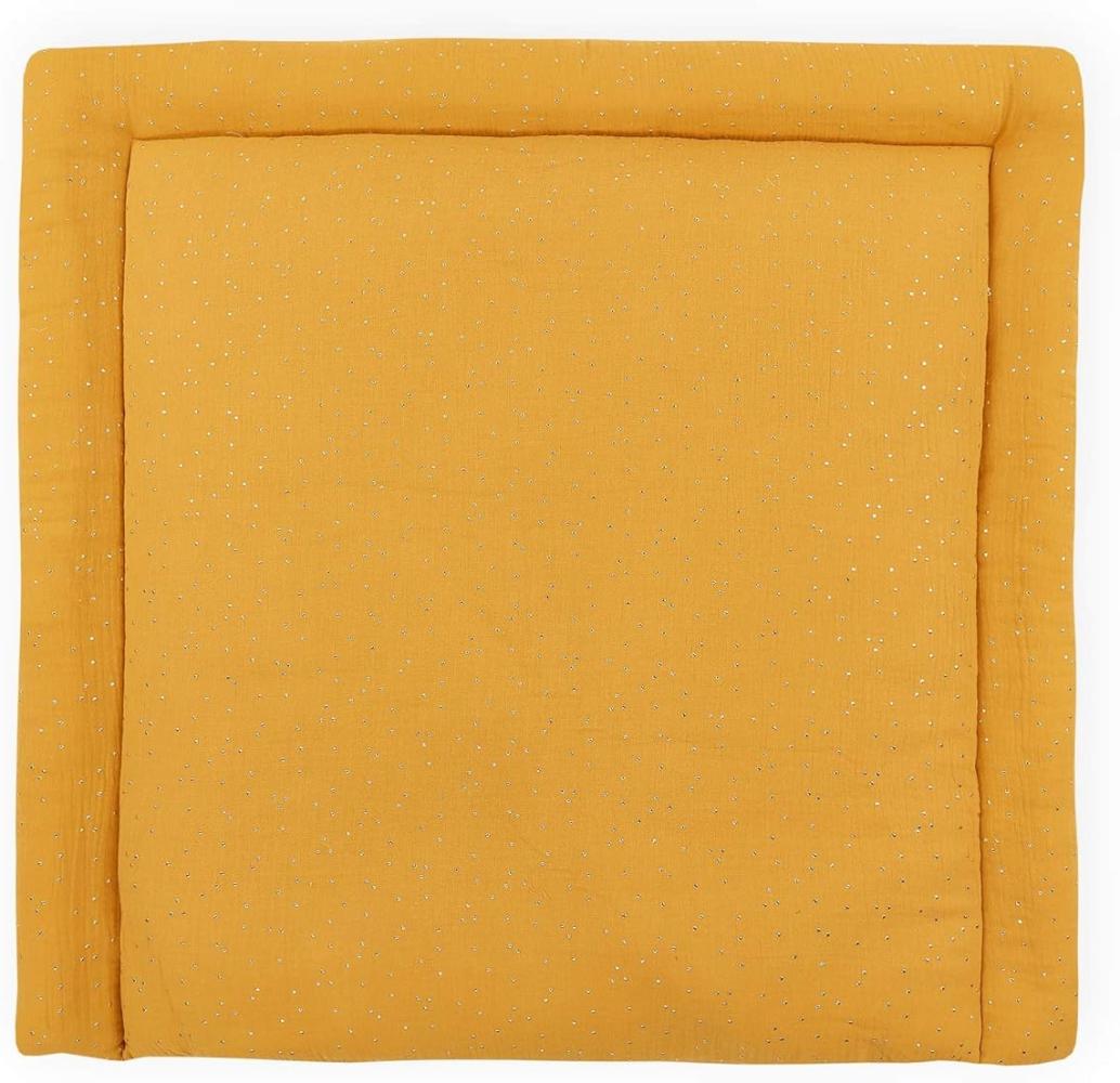 KraftKids Wickelauflage in Musselin goldene Punkte auf Gelb, Wickelunterlage 78x78 cm (BxT), Wickelkissen Bild 1