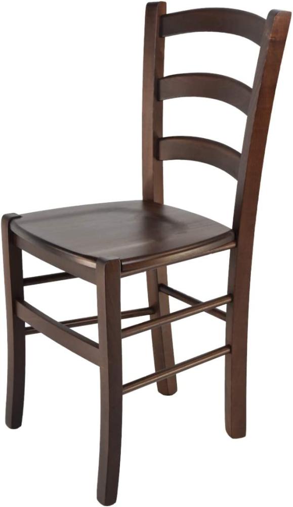 Tommychairs - Stuhl Venice für Küche und Esszimmer, robuste Struktur aus lackiertem Buchenholz im Farbton Dunkles Nussbraun und Sitzfläche aus Holz Bild 1