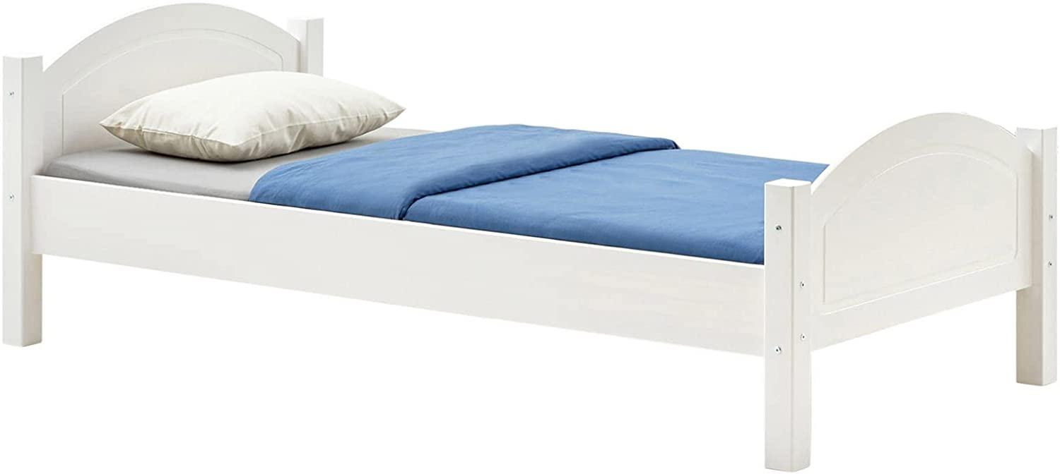 IDIMEX Massivholzbett FLIMS aus massiver Kiefer in weiß, stabiles Bett in 90 x 190 cm, schönes Bettgestell mit Fuß- und Kopfteil Bild 1