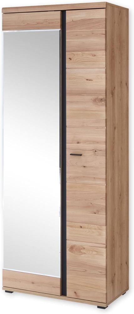 SONOS Garderobenschrank mit Spiegel in Altesche massiv, Old Artisan Oak Optik FSC-zertifiziert - Moderner Flurgarderoben Schrank mit viel Stauraum - 80 x 203 x 40 cm (B/H/T) Bild 1