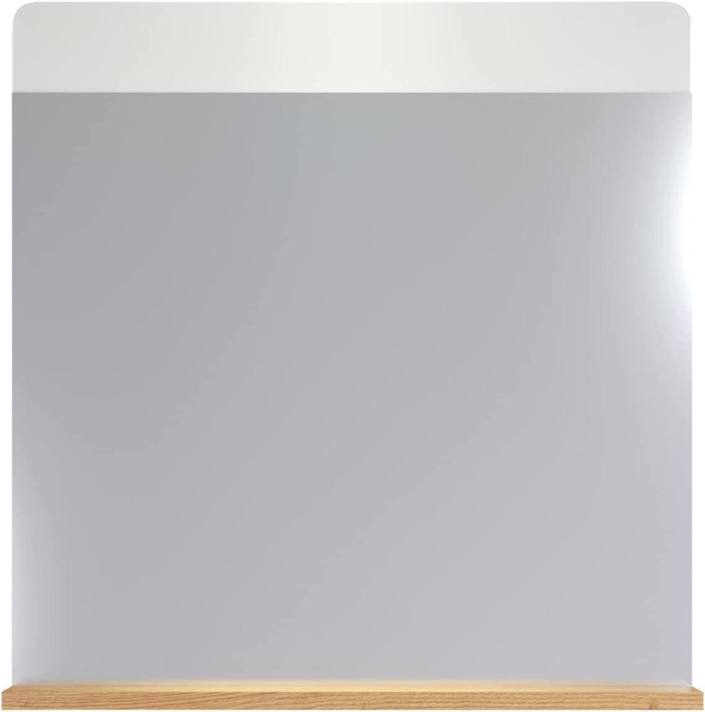 Badezimmer Spiegel Ciara weiß Hochglanz und Eiche 60 cm Bild 1