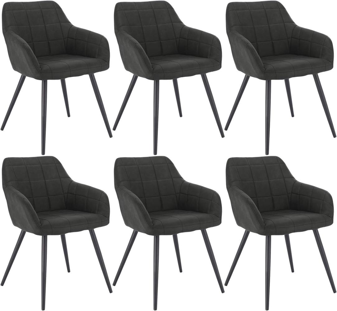 WOLTU 6 x Esszimmerstühle 6er Set Esszimmerstuhl Küchenstuhl Polsterstuhl Design Stuhl mit Armlehne, mit Sitzfläche aus Stoffbezug, Gestell aus Metall, Anthrazit, BH224an-6 Bild 1