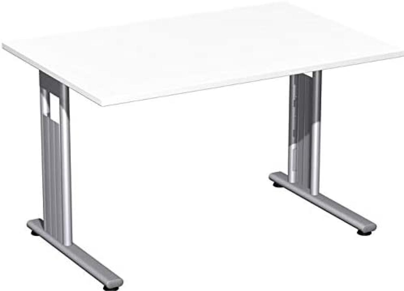 Schreibtisch, 120x80cm, Weiß / Silber Bild 1