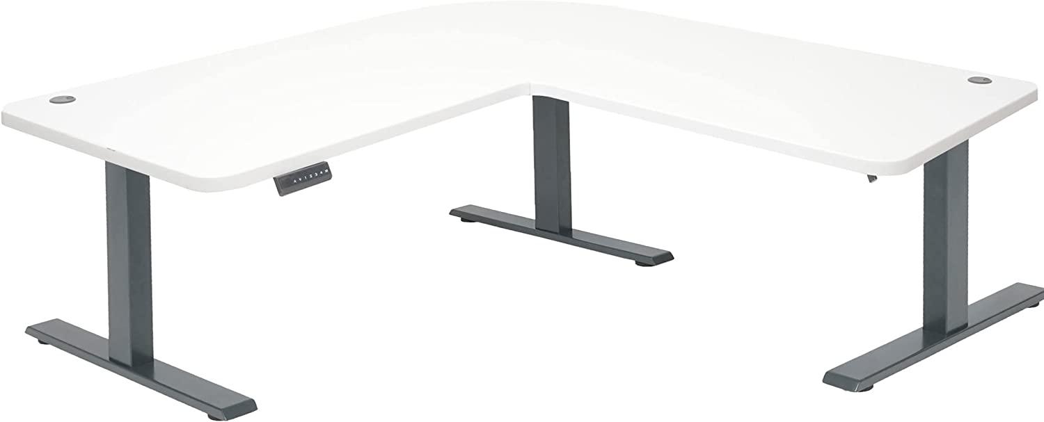 Eck-Schreibtisch HWC-D40, Computertisch, elektrisch höhenverstellbar 178x178cm 84kg ~ weiß, anthrazit-grau Bild 1