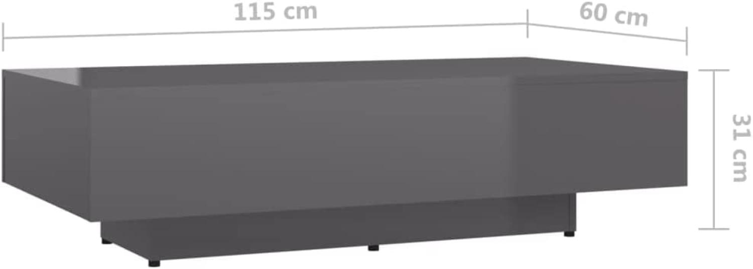 vidaXL Couchtisch Hochglanz-Grau 115x60x31 cm Spanplatte Bild 1
