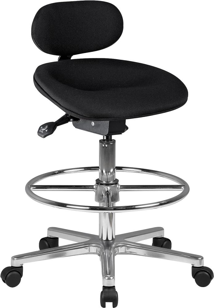 LOUIS Arbeitshocker, Sitzhocker mit Rückenlehne, höhenverstellbar, Schwarz Bild 1