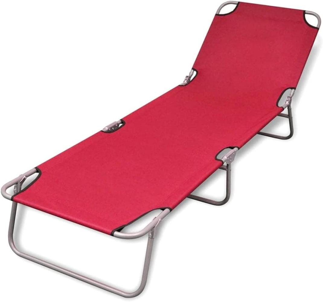 Sonnenliege Klappbar mit Rückenlehne Verstellbar Rot Bild 1