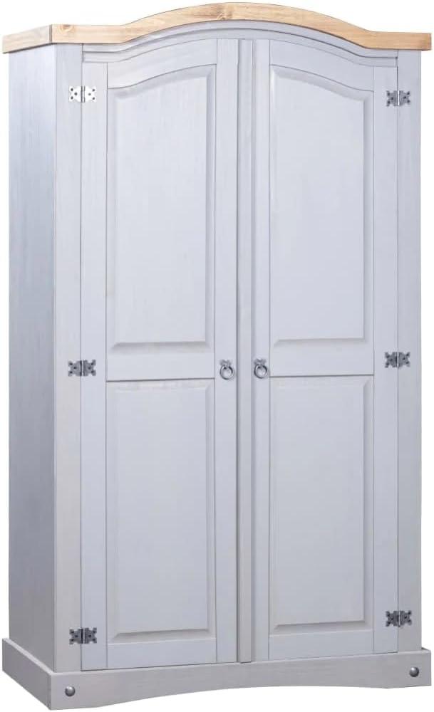 vidaXL Kleiderschrank Mexiko-Stil Kiefer Corona 2 Türen Grau Bild 1