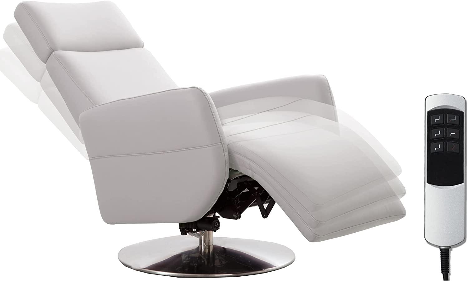 Cavadore TV-Sessel Cobra / Fernsehsessel mit 2 E-Motoren und Akku / Relaxfunktion, Liegefunktion / Ergonomie S / 71 x 108 x 82 / Echtleder Weiß Bild 1