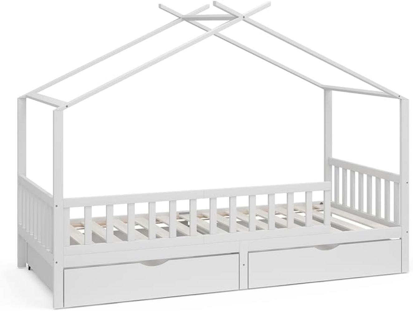 Livinity 'Franka' Hausbett, weiß, modern, Kinderzimmer, mit Bettschublade, Lattenrost, Rausfallschutz, 90 x 200 cm Bild 1