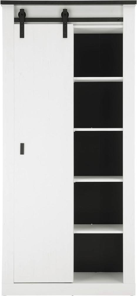 Stauraumschrank Stove in weiß Pinie und anthrazit Landhaus 93 x 201 cm Bild 1