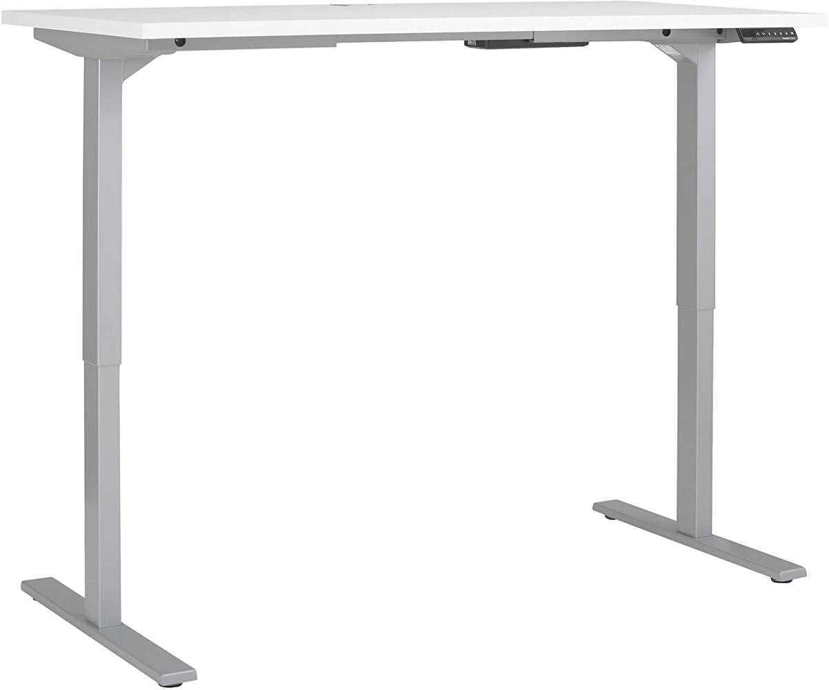 MAJA Möbel eDJUST Schreibtisch, Holzwerkstoff, melaminharzbeschichtet, Metall platingrau-weiß matt, ca. 150x120x80 cm Bild 1