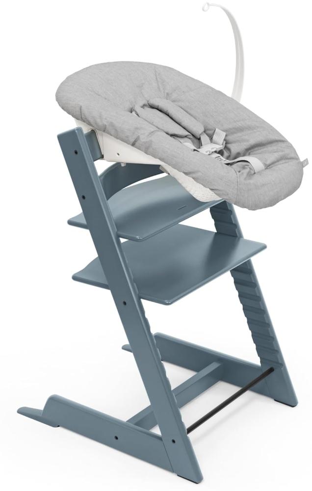 Tripp Trapp Stuhl von Stokke (Fjord Blue) mit Newborn Set (Grey) - Für Neugeborene bis zu 9 kg - Gemütlich, sicher & einfach zu verwenden Bild 1