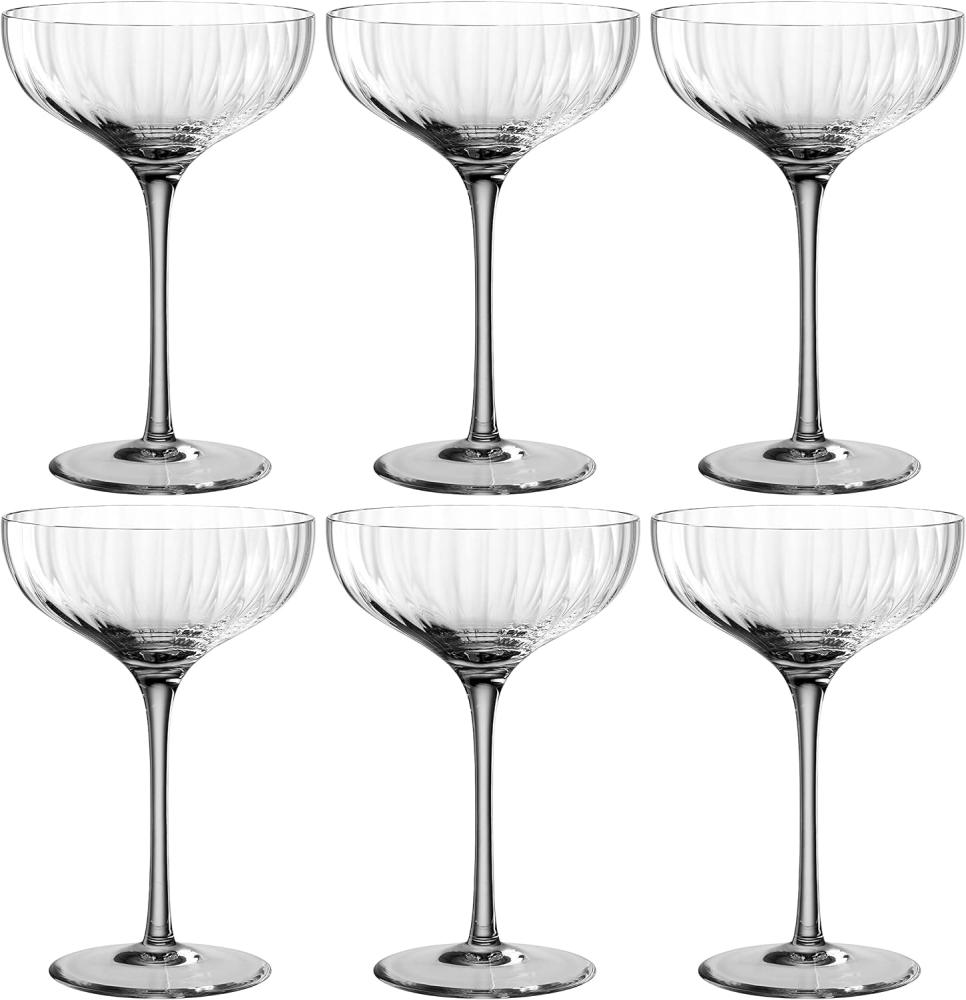 Leonardo Poesia Champagnerschale 6er Set, spülmaschinengeeignete Sektgläser, Champagnergläser, Höhe 16 cm, 260 ml, grau, 022385 Bild 1