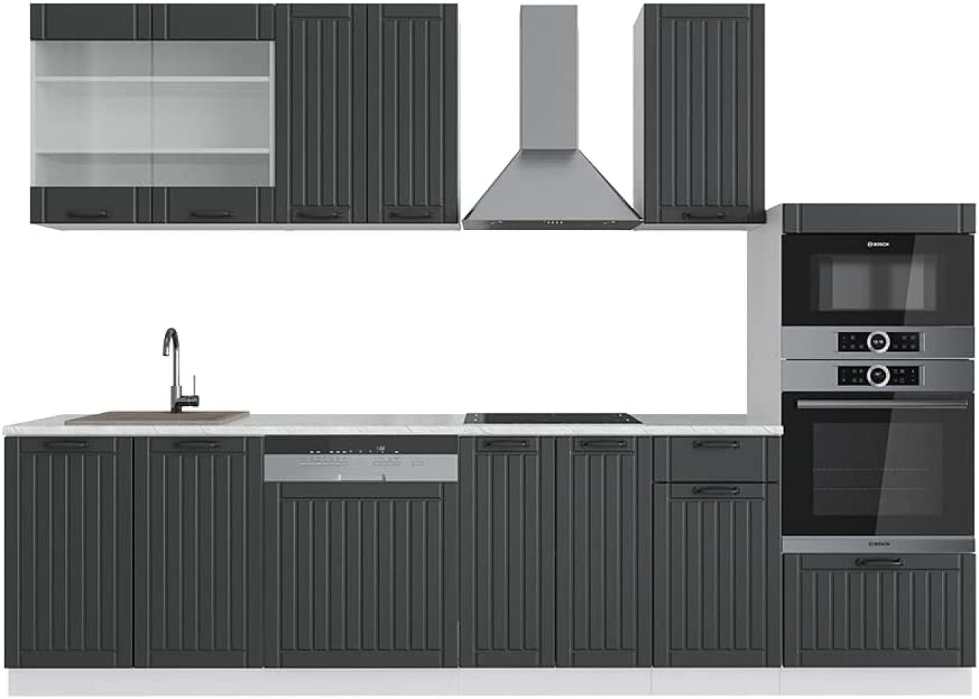 Vicco Küchenzeile Fame-Line, Anthrazit Landhaus/Weiß, 300 cm mit Hochschrank, ohne Arbeitsplatte Bild 1