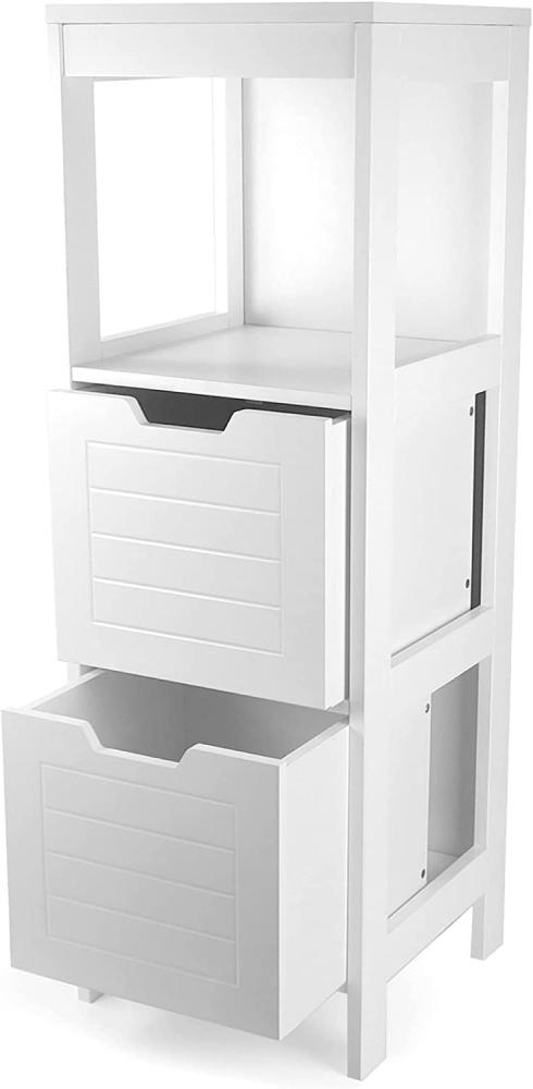 osoltus Hampton Bad-Kommode mit Schubladen viel Stauraum - moderner Bad-Schrank - Badezimmerschrank - Bad-Regal für Badezimmer & Gäste-WC - Weiß Bild 1