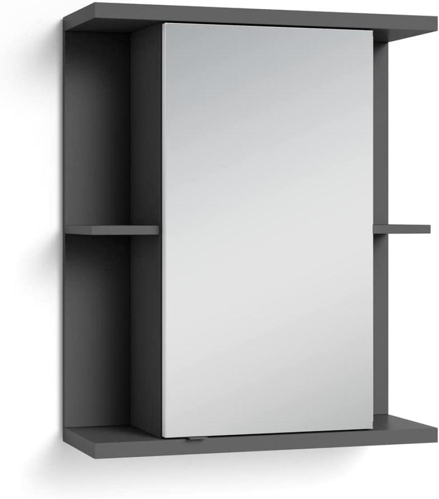 byLIVING Nebraska Badezimmer Spiegelschrank mit Spiegeltür/Moderner, 1-türiger Spiegel Hängeschrank in anthrazit/mit viel Stauraum, Holzwerkstoff, B 60, H 70, T 25 cm Bild 1