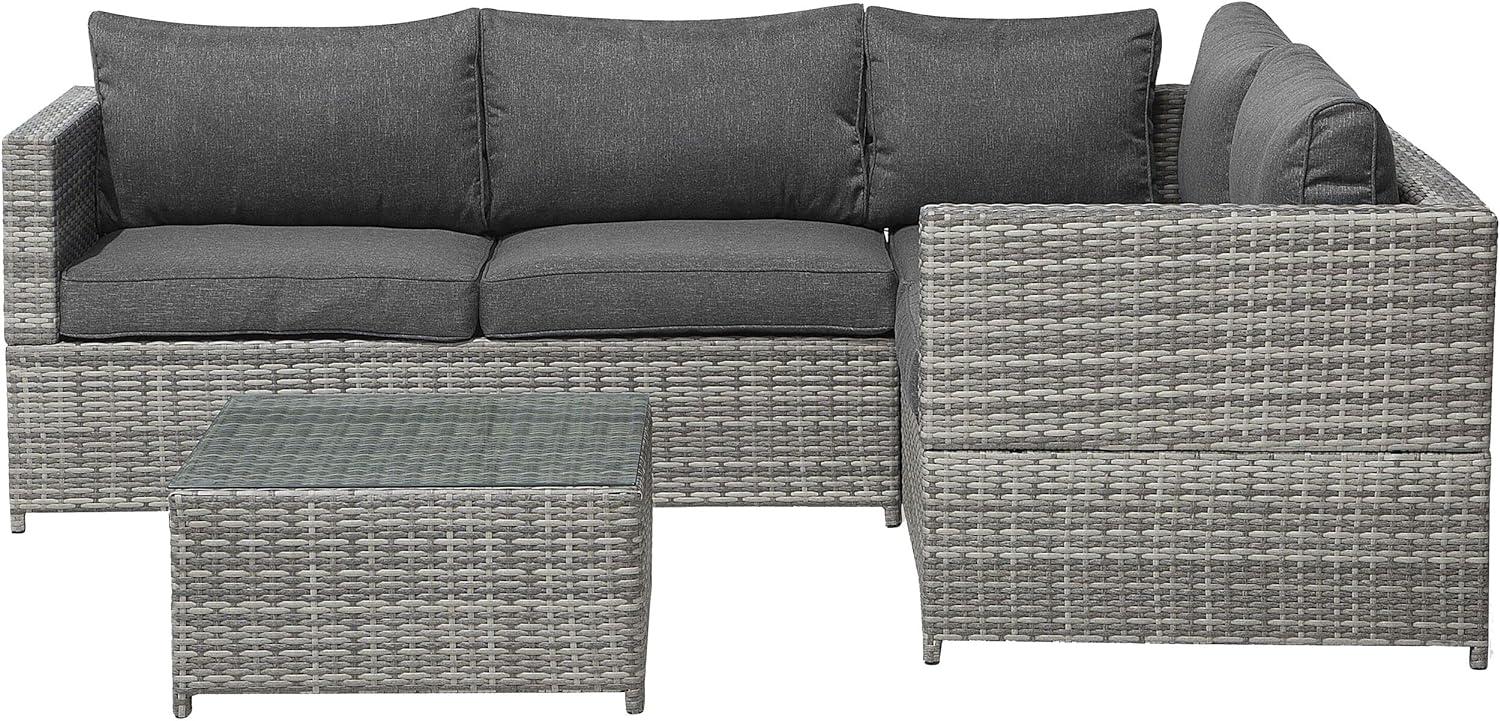 Lounge Set Rattan grau 4-Sitzer Auflagen grau AVOLA Bild 1