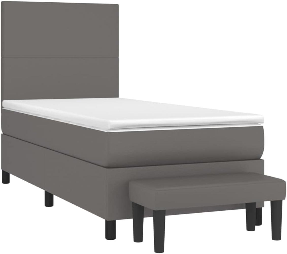 vidaXL Boxspringbett mit Matratze Grau 80x200 cm Kunstleder Bild 1