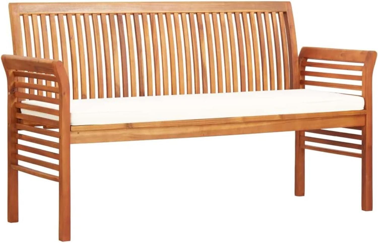 3-Sitzer Gartenbank mit Kissen 150 cm Massivholz Akazie Bild 1