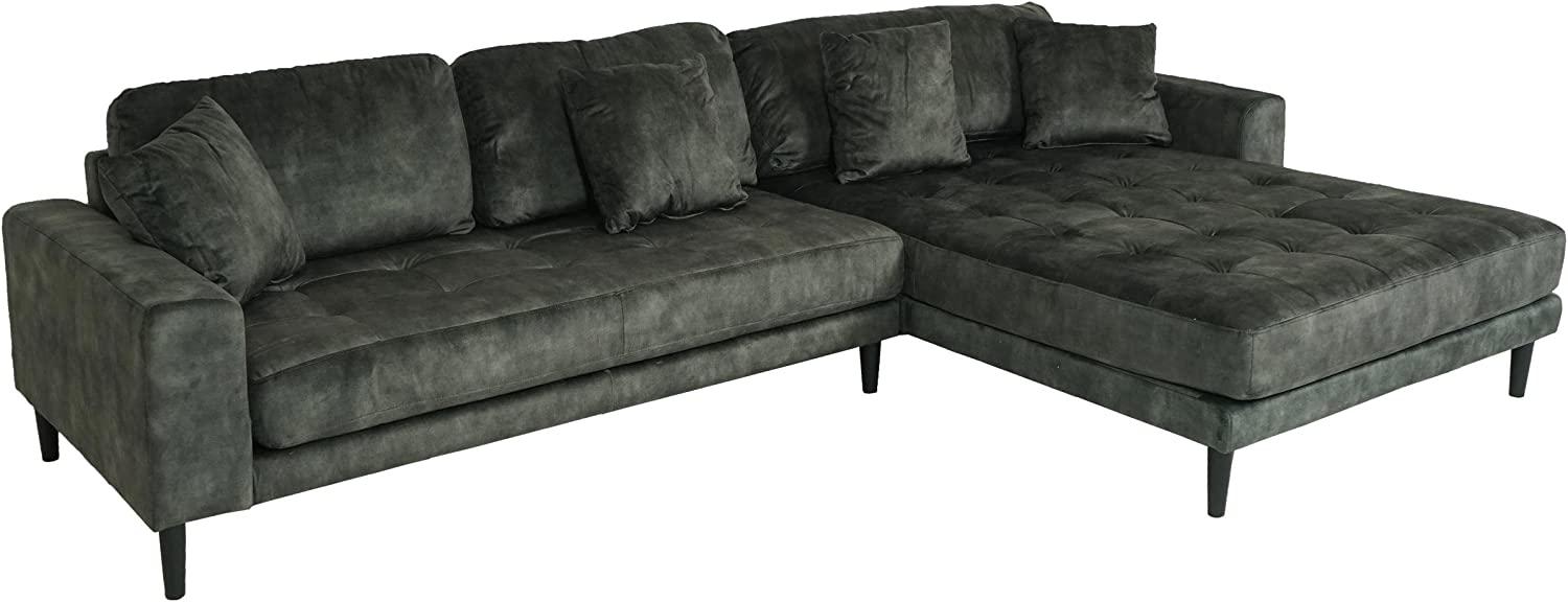 Ecksofa HWC-J54, Couch Sofa 3-Sitzer L-Form Liegefläche links/rechts ~ Samt olivgrün Bild 1