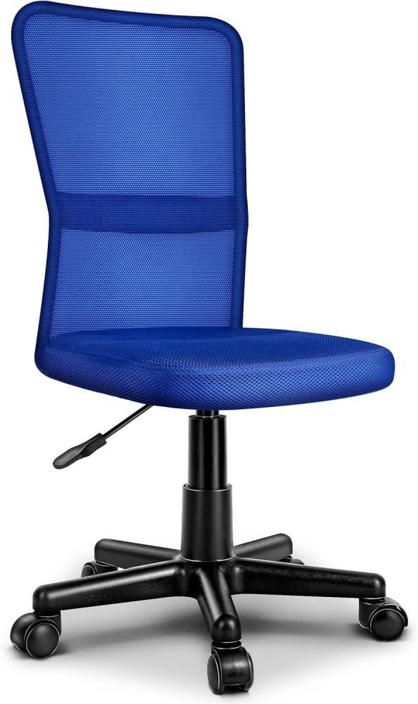 TRESKO Bürostuhl Schreibtischstuhl Drehstuhl, mit Kunststoff-Leichtlaufrollen, stufenlos höhenverstellbar, gepolsterte Sitzfläche, ergonomische Passform, Lift SGS-geprüft (Blau) Bild 1