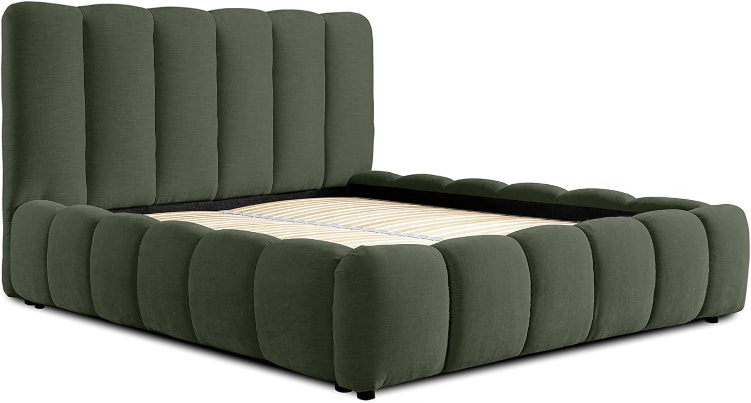Siblo Bett - Modern Polsterbett 180x200 cm - Doppelbett mit Bettkasten und Lattenrost - Robust Bett mit Stauraum - Bettgestell aus Holz - Dallas Sammlung - Dunkelgrün Bild 1