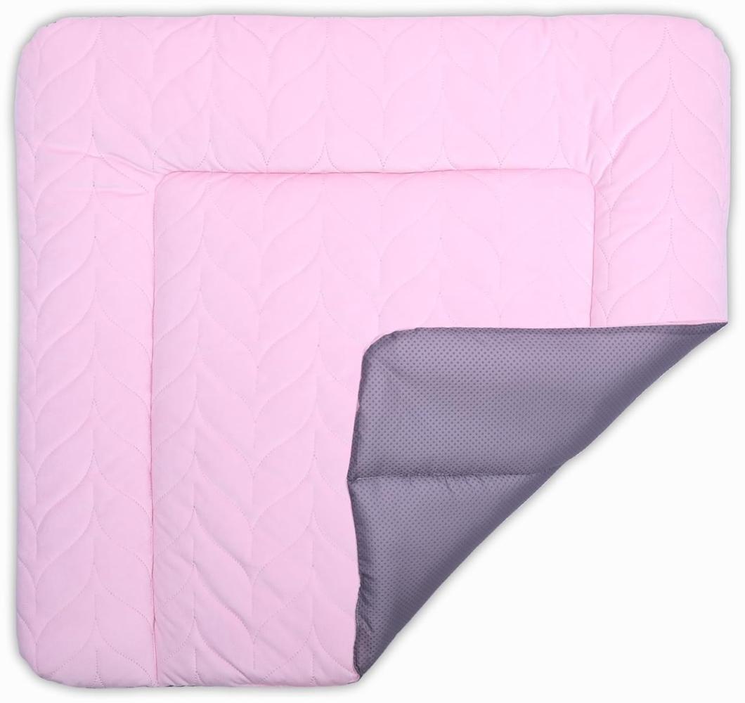 BONKY® Wickelauflage 75x72 cm - aus gestepptem Velvet - Wickelunterlage mit rutschfeste Unterseite - Baby Wickeltischauflage - Mega weich und angenehm - Made in EU - rosa Bild 1