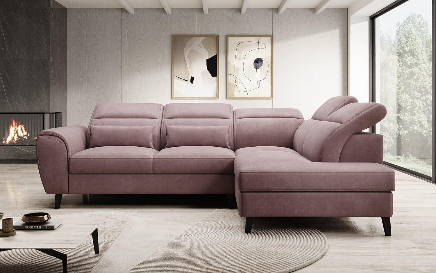 Designer Sofa Nobile mit verstellbarer Rückenlehne Samt Rosé Rechts Bild 1