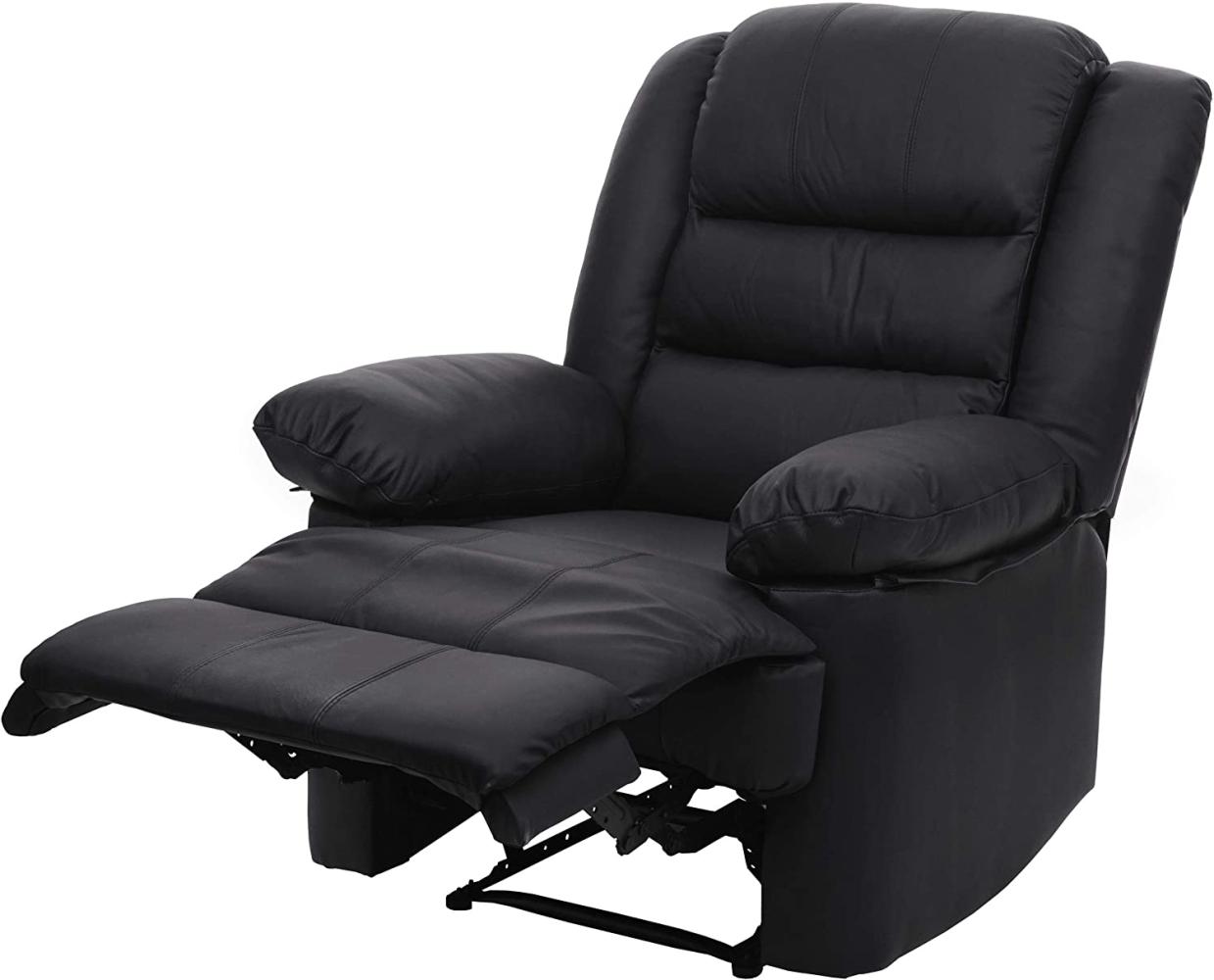 Fernsehsessel HWC-G15, Relaxsessel Liege Sessel, Leder + Kunstleder 101x87x100cm ~ schwarz Bild 1