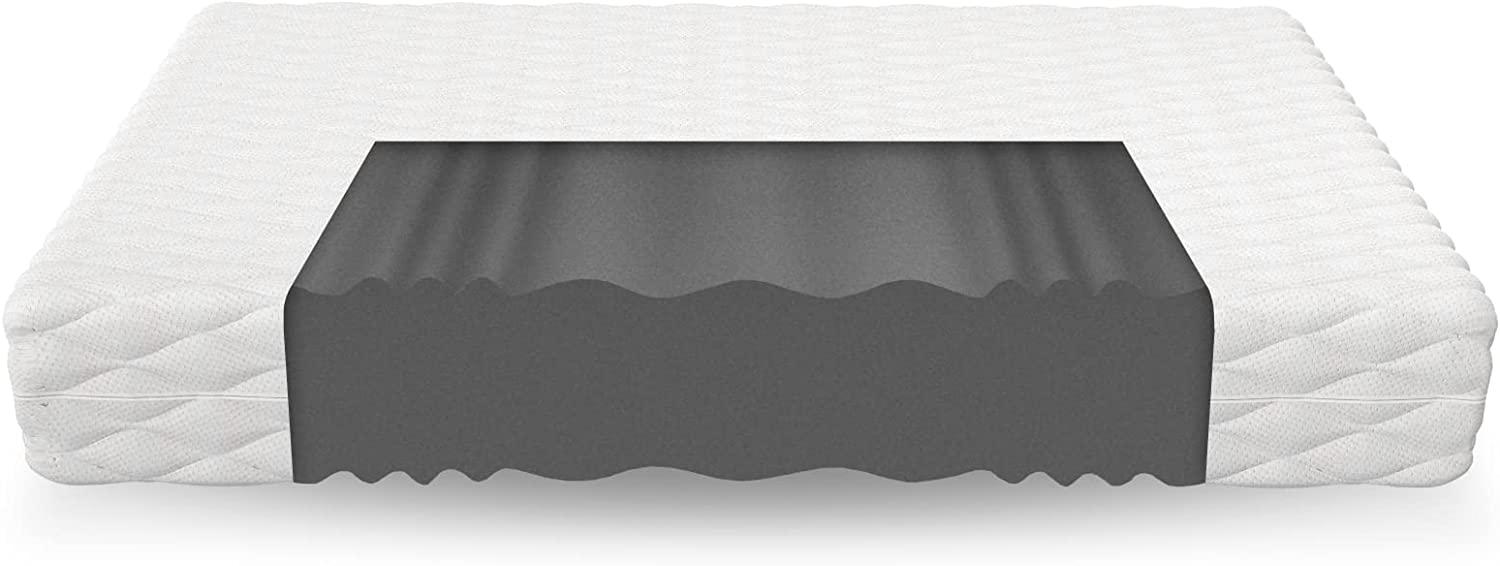 FDM Matratze Livia 90x200 hochwertige Schaumstoffmatratze Härtegrad H3 profilierter Schaum 7-Zonen, Hochelastischer HR T25 mit Wellenschnitt, Polyester, Weiß Bild 1