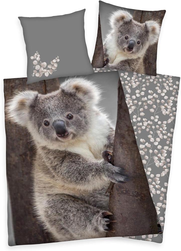 Bettwäsche Set mit Koala 135 x 200 cm 80 x 80 cm 100% Baumwolle Bild 1