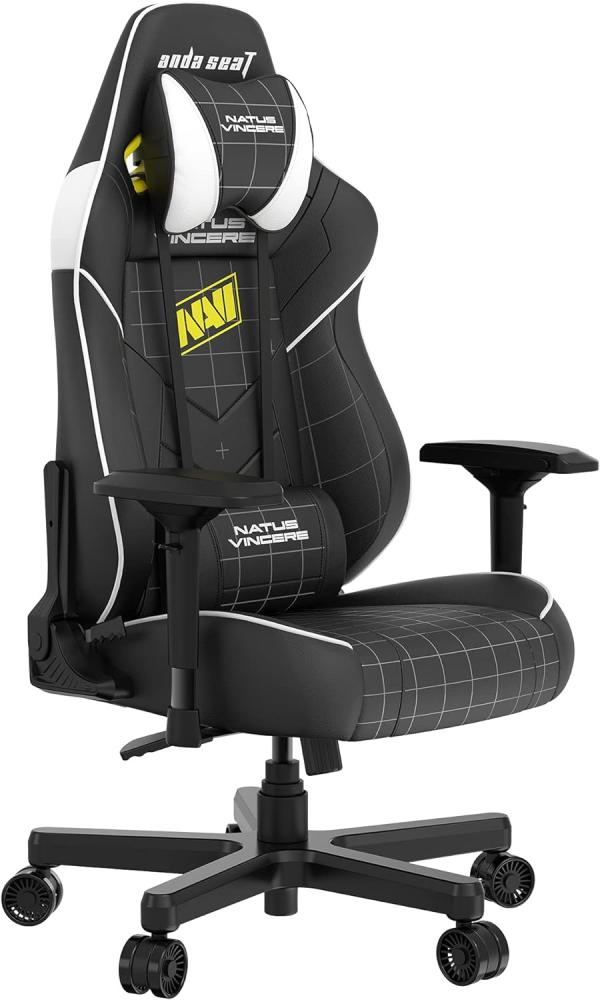 Anda Seat Navi Pro Gaming Stuhl Schwarz - Premium Leder Gaming Chair, Ergonomischer Bürostuhl mit Unterstützung der Lendenwirbelsäule und Kissen - Gamer Stuhl für Erwachsene und Jugendliche Bild 1