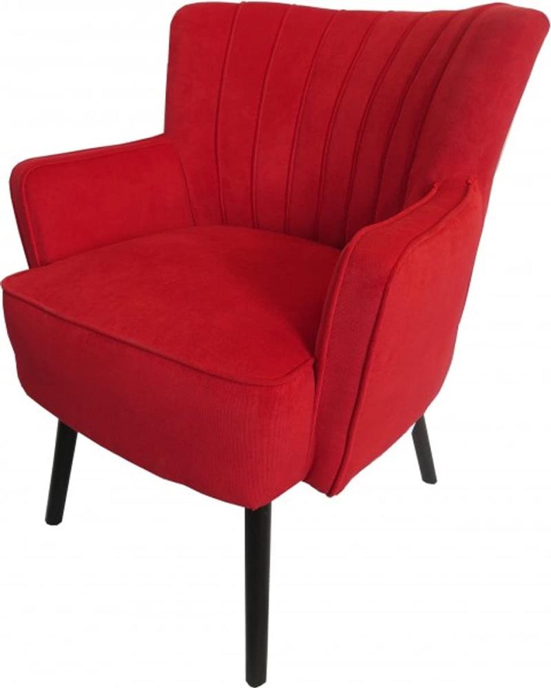 Casa Padrino Retro Salon Sessel Rot / Schwarz - Cocktailsessel 60er Jahre Stuhl Bild 1