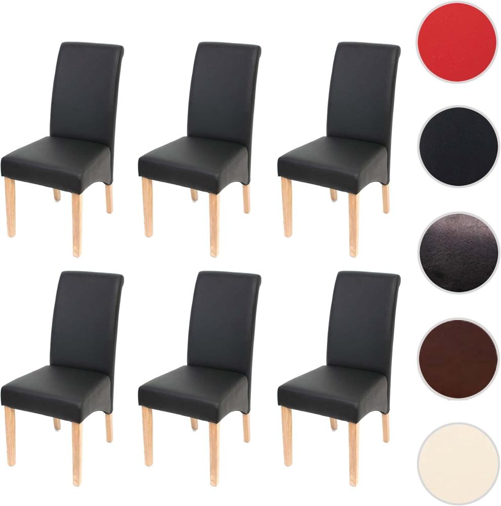 6er-Set Esszimmerstuhl Küchenstuhl Stuhl M37 ~ Kunstleder matt, schwarz, helle Füße Bild 1