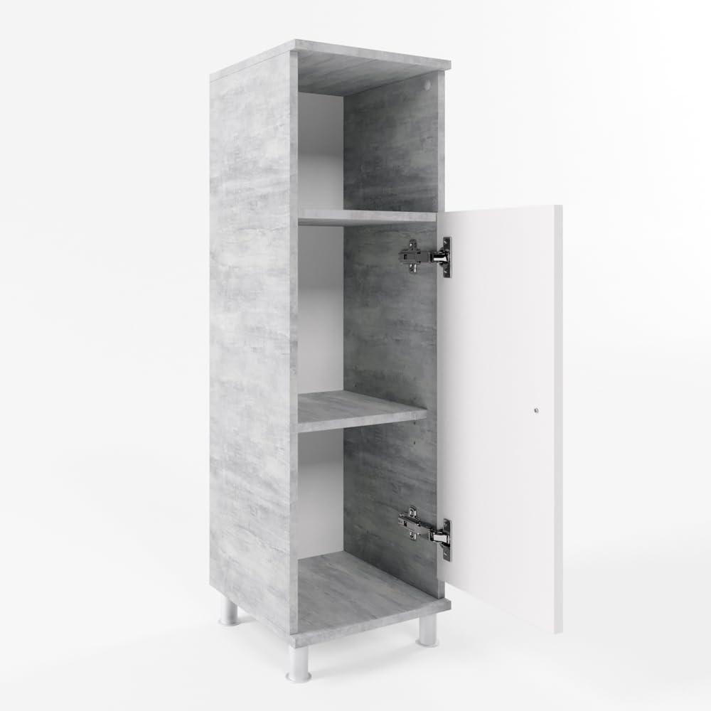 VICCO 'Fynn' Badezimmer Midischrank, Weiß / Grau Beton Bild 1