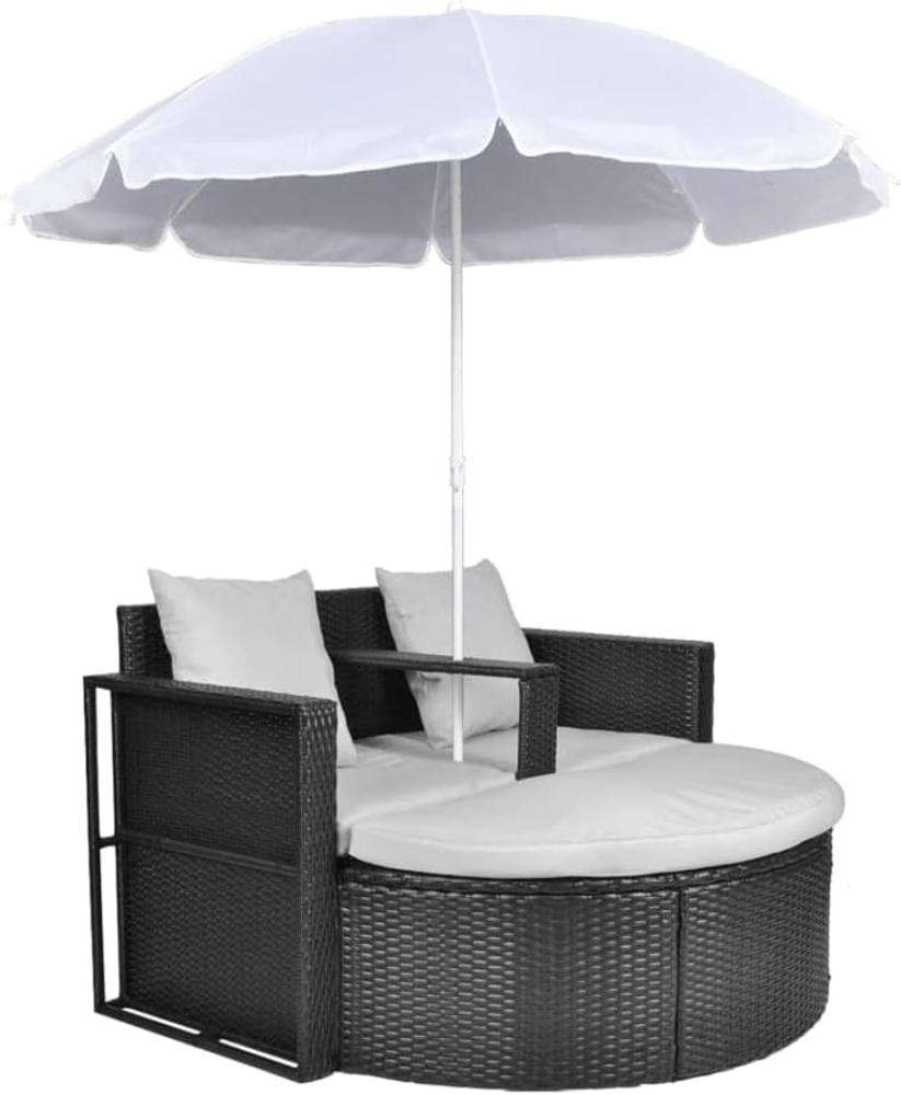 vidaXL Gartenbett mit Sonnenschirm Braun Poly Rattan 40735 Bild 1