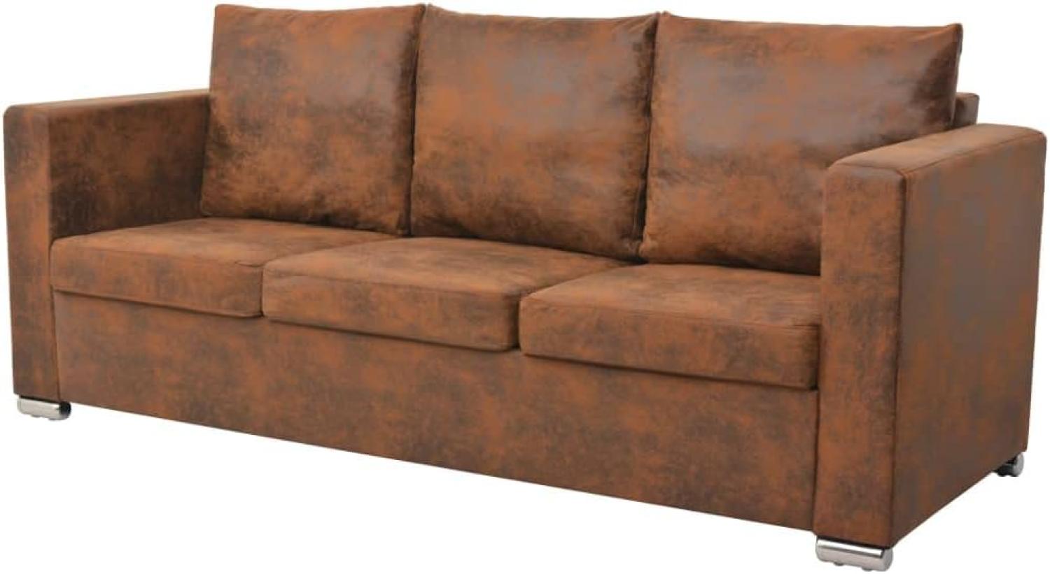 vidaXL 3-Sitzer Sofa 191 x 73 x 82 cm Künstliches Wildleder Bild 1