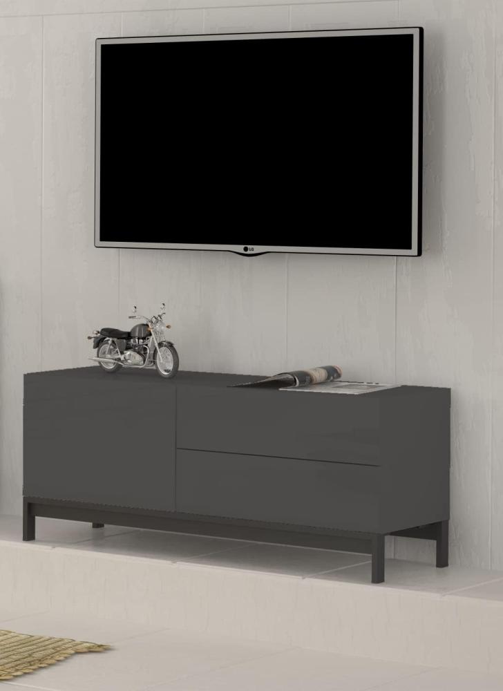 TV-Board >Mercogliano< in Anthrazit Hochglanz - 110x47. 7x40cm (BxHxT) Bild 1