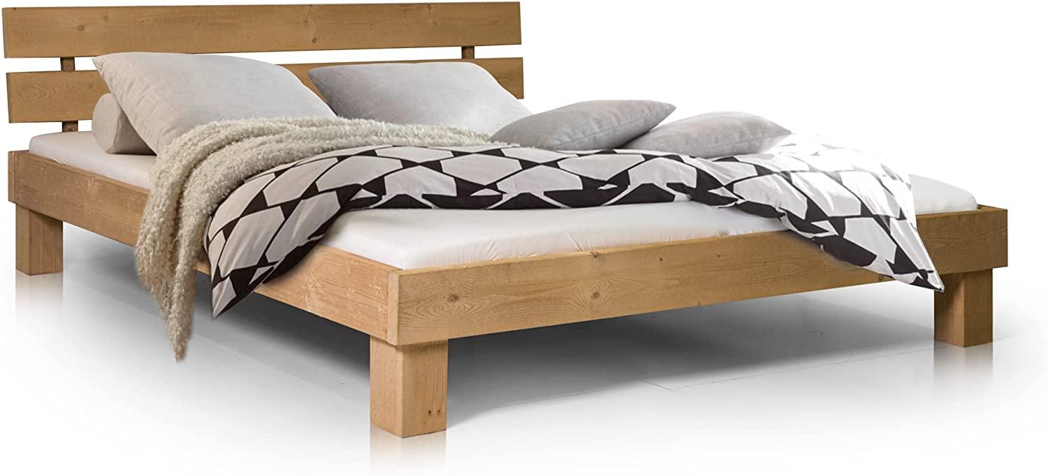 Möbel-Eins PUMBA Massivholzbett Fichte eichefarbig 180 x 220 cm Standardhöhe Bild 1