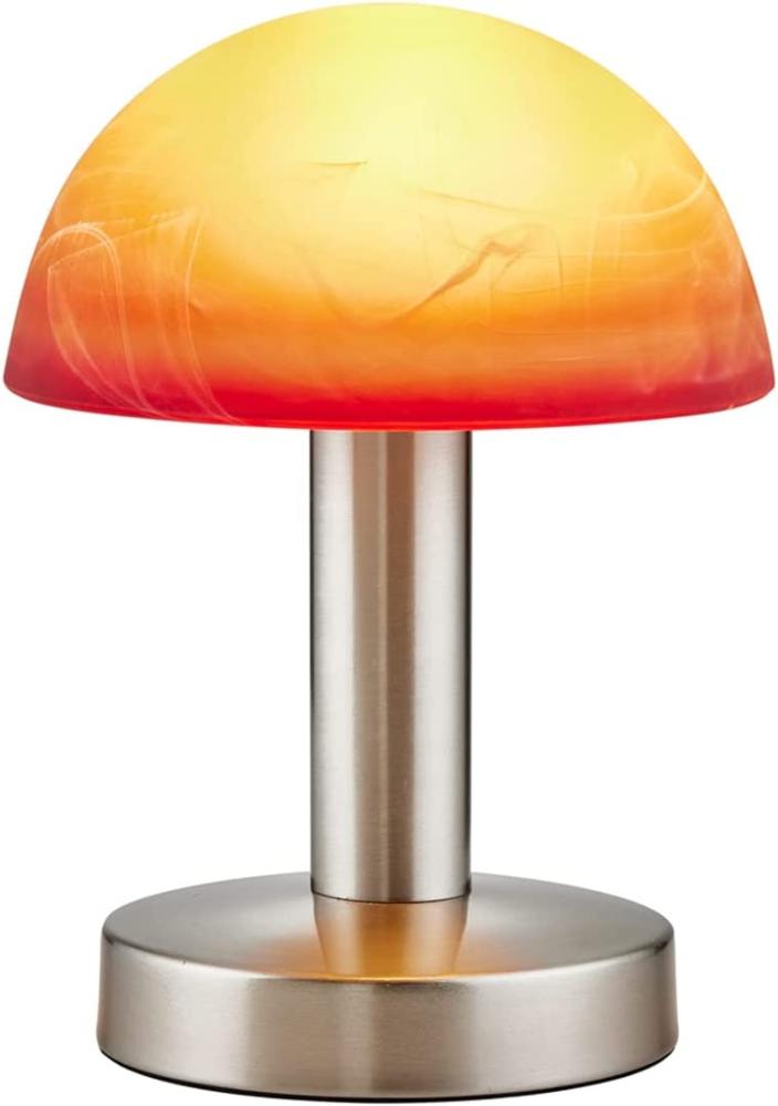 LED Tischleuchte Silber Glasschirm Orange - Touch dimmbar, Höhe 21cm Bild 1