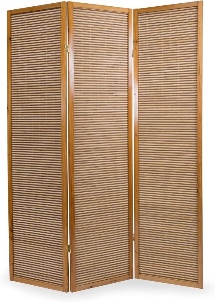 Homestyle4u Paravent Raumteiler Holz Bambus 3 teilig Sichtschutz Raumtrenner Spanische Wand Braun Bild 1