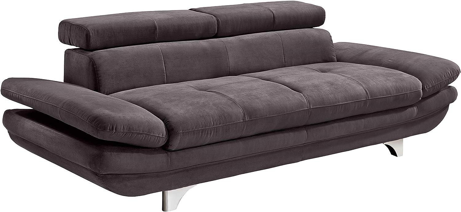 Mivano 3er-Sofa Enterprise / Dreisitzer-Couch mit Armteilfunktion und Kopfteilverstellung / 233 x 72 x 104 / Mikrofaser-Bezug, dunkelgrau Bild 1