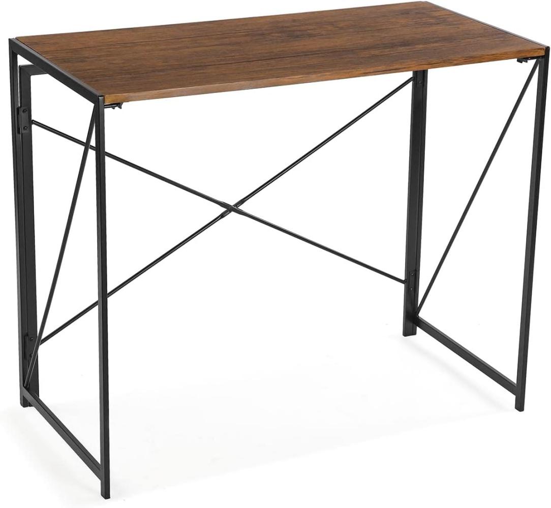 Versa Jack Schreibtisch für den Computer, Arbeitstisch Kompakter Tisch Büro, Klappbar, Maßnahmen (H x L x B) 74 x 45 x 90 cm, Holz und Metall, Farbe: Braun Bild 1
