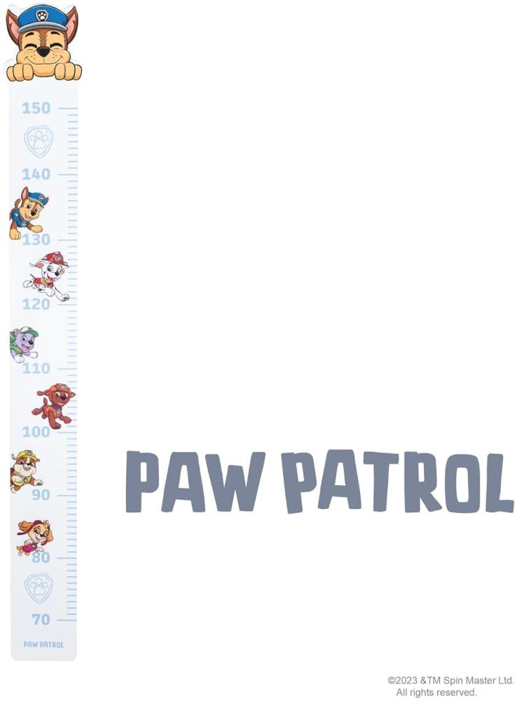roba Messlatte für Kinder Paw Patrol - Skala von 70 cm bis 150 cm für Mädchen & Jungen - Kindermesslatte für Kinderzimmer - Holz weiß / blau Bild 1