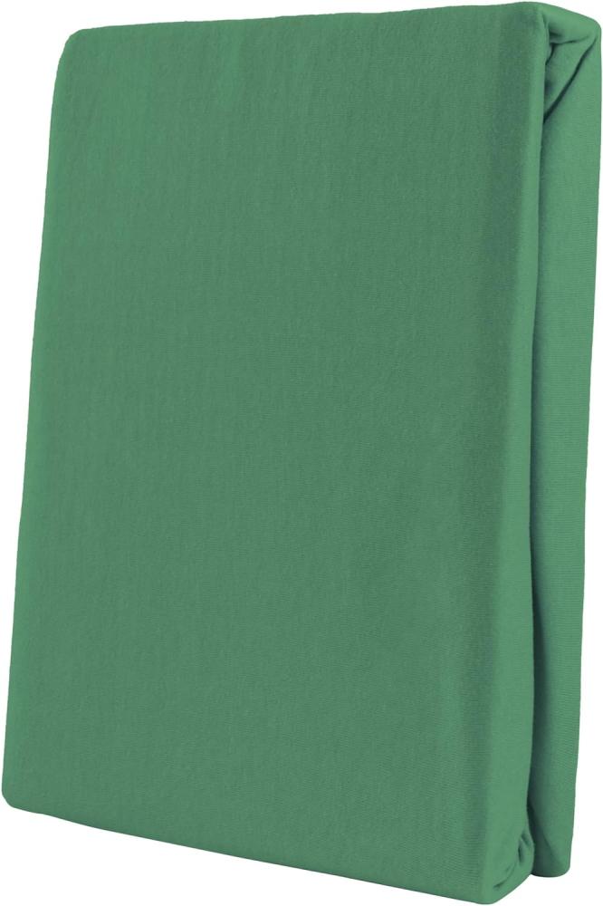 Leonado Vicent - Classic Spannbettlaken Bettlaken 100% Baumwolle Jersey Spannbetttuch in vielen Farben & Größen MARKENQUALITÄT ÖKO TEX Standard 100 (200 x 200 cm - 200 x 220 cm, Grün) Bild 1