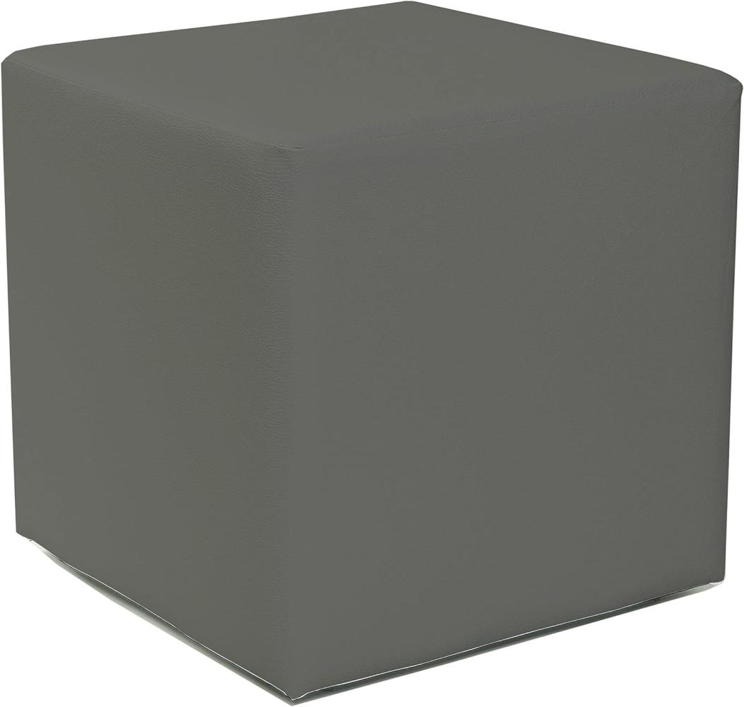 Design Sitzwürfel Kubus I Hocker Kunstleder modern 45x45x45 cm in Grau Bild 1