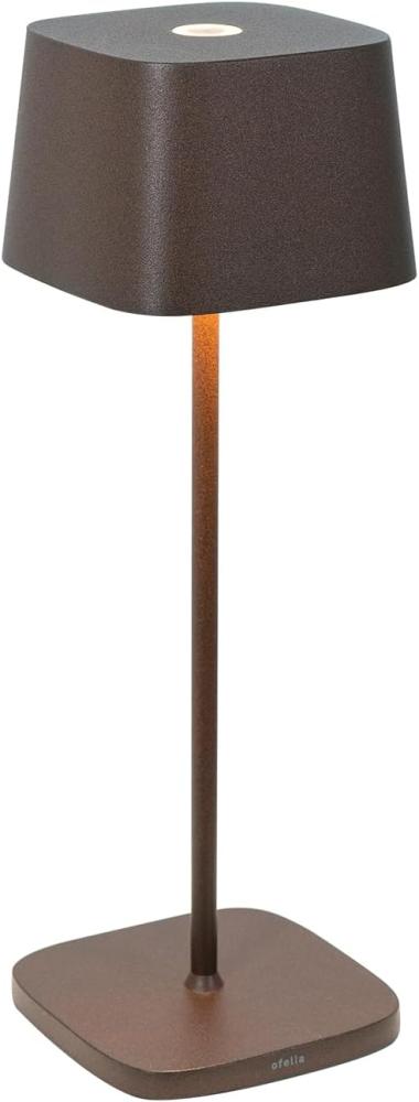 Zafferano, Ofelia Lampe, Kabellose, Wiederaufladbare Tischlampe mit Touch Control, Auch für den Außenbereich Geeignet, Dimmer, 2200-3000 K, Höhe 29 cm, Farbe Corten Bild 1