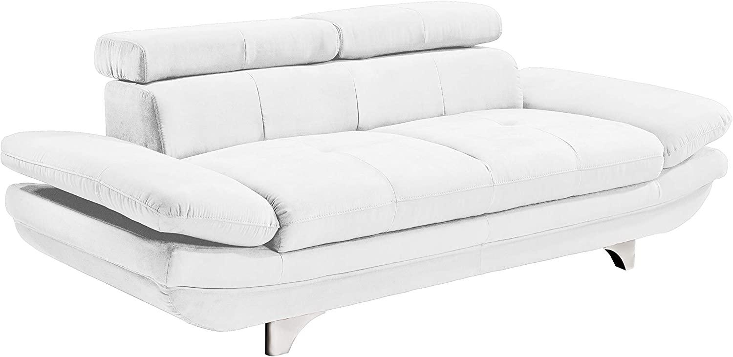 Mivano Zweisitzer Leder-Sofa Enterprise / 2er-Couch mit Kunstleder-Bezug, Armteilfunktion und Kopfteilverstellung / 218 x 72 x 104 / Lederimitat, weiß Bild 1