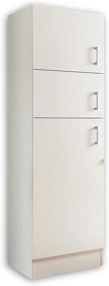 CORNER Moderner Einbauschrank für Kühlschrank in Weiß - Geräumiger Hochschrank Küchenschrank mit viel Stauraum - 60 x 211 x 60 cm (B/H/T) Bild 1